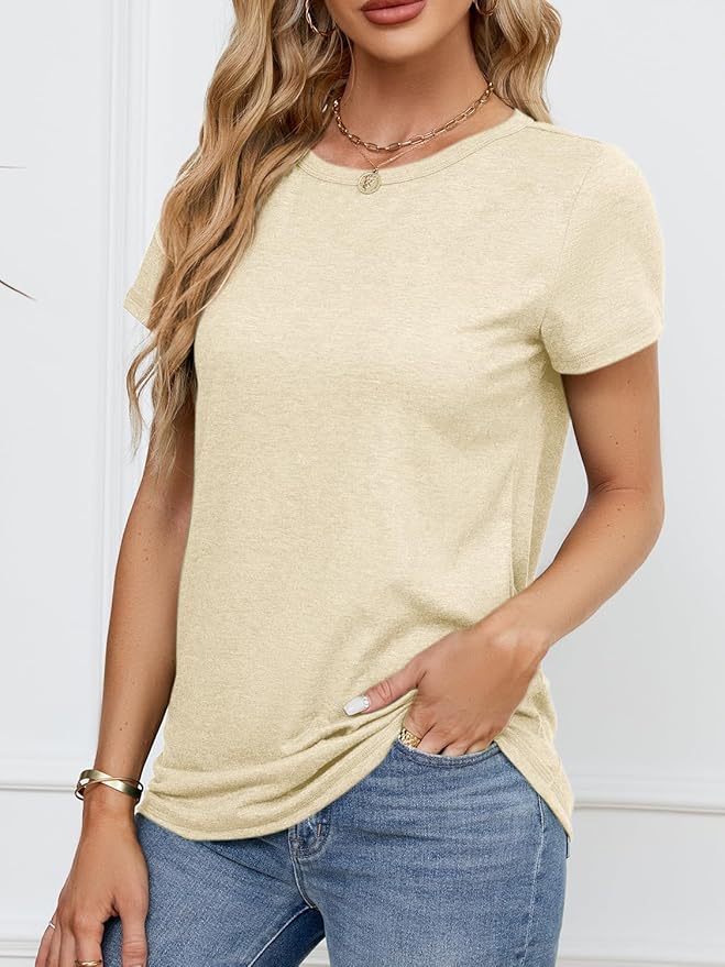 Soft Short Sleeve Shirts for Women, Crew Neck T Shirts for Women Loose Fitting Lightweight Top Basic Tee Shirt