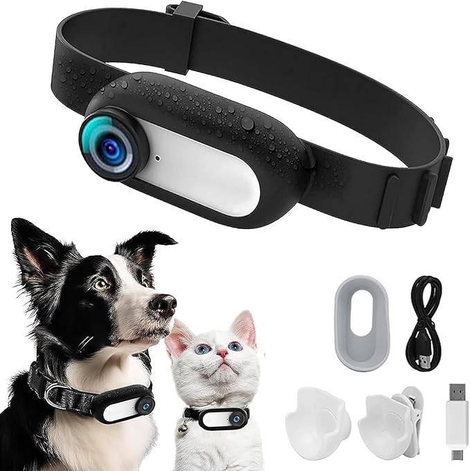 ehomful HD 1080P Cat Camera Collar with Video Record Wireless Mini Sport cam,Small Action Cameras,Body Camera for Pet Supplies/Stuff,Outdoor/Inoor Birthday Gift No WiFi with SD Card