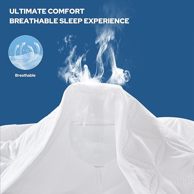 2 Pack Waterproof Mattress Protector, Queen Size Noiseless Mattress Pad with Deep Pocket Fitted Up to 6-18 inches, Soft Noiseless Bed Mattress Cover Washable for Home, Bedroom, Hotel