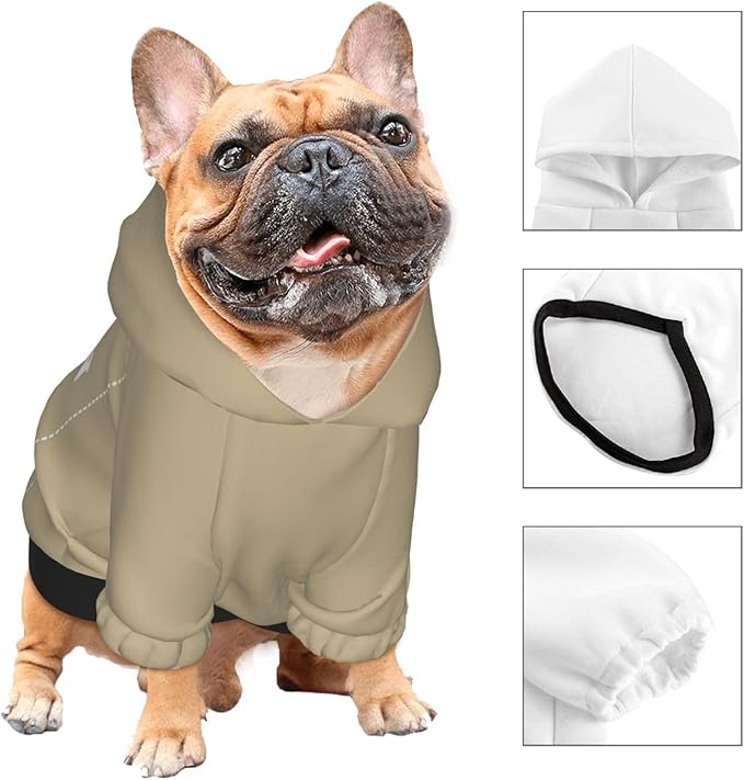 Dog Clothes, Custom Dog Hooded Sweatshirt, Personalized Pet Costume Robe Shirt with Text/Image/Club Name/Pet Shop Logo for Small Medium Large Dogs and Cats, Khaki, M