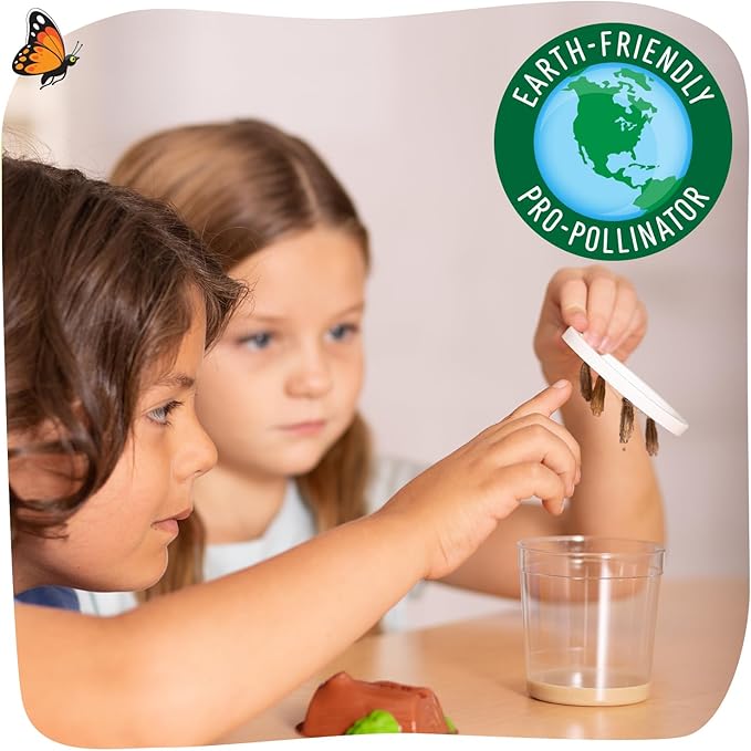 Insect Lore Butterfly Farm - Live Cup of 5 Caterpillars, Reusable Habitat, STEM Butterfly Activity Journal & Supplies - Grow, Observe and Release Painted Lady Butterflies