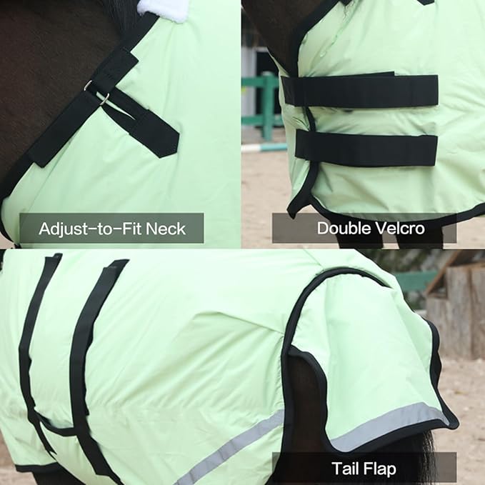 Foal/Mini Horse Size 30"-48" Waterproof & Breathable 300 Denier Winter Turnout Blanket with 150g Polyfill Grassgreen Large