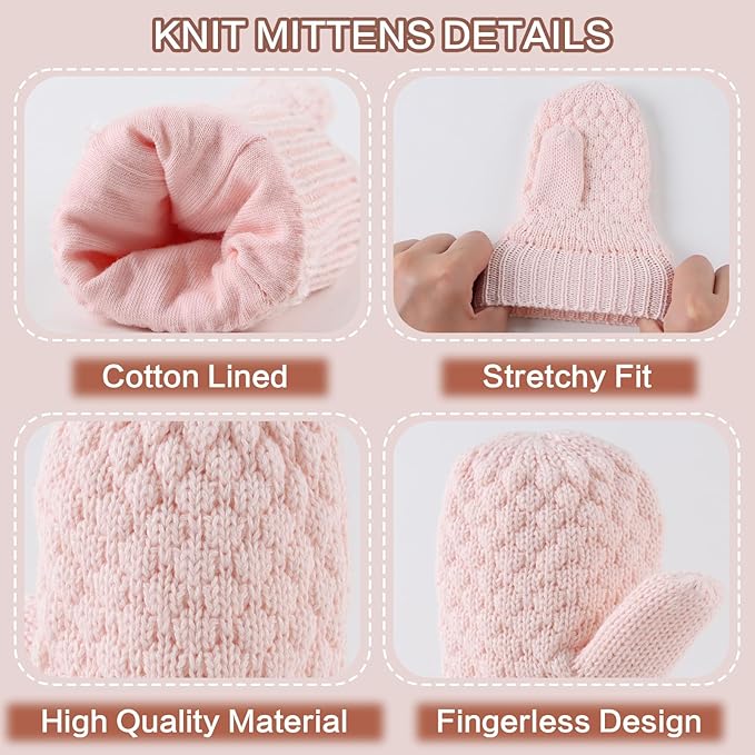 Baby Knit Mittens Toddler Boys Girls Gloves Winter Infant Newborn No Scratch Mitten 0-3 Years