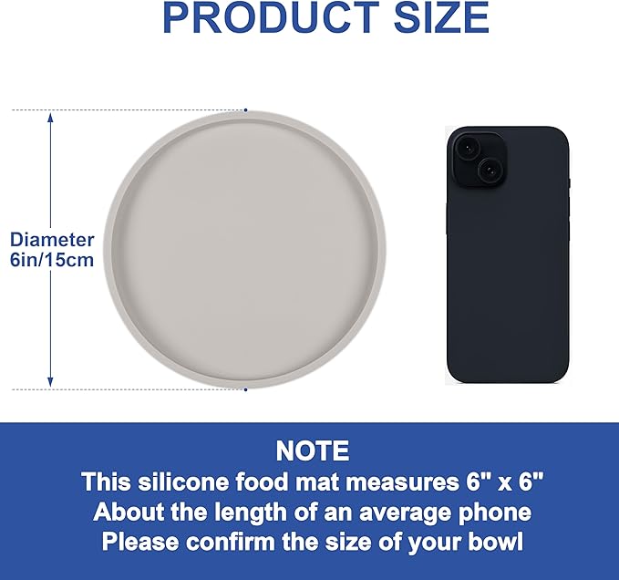 Arespark Pet Silicone Food Mat, Set of 4 Nonslip Waterproof Feeding Bowl Mat with Raised Edges for Food and Water Prevent Spills, Round Eating Tray for Dog Cat Puppy Kitten, 6'' x 6''