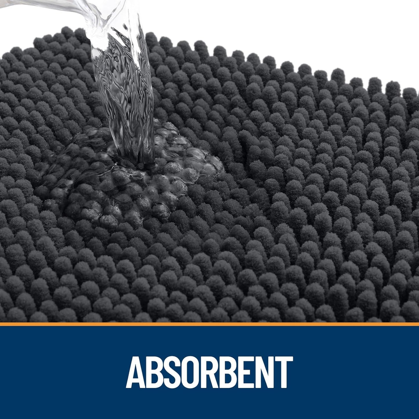 OLANLY Dog Door Mat for Muddy Paws 70x35, Absorbs Moisture and Dirt, Absorbent Non-Slip Washable Doormat, Quick Dry Chenille Mud Mat for Dogs, Entry Indoor Entryway Carpet for Inside Floor, Dark Grey
