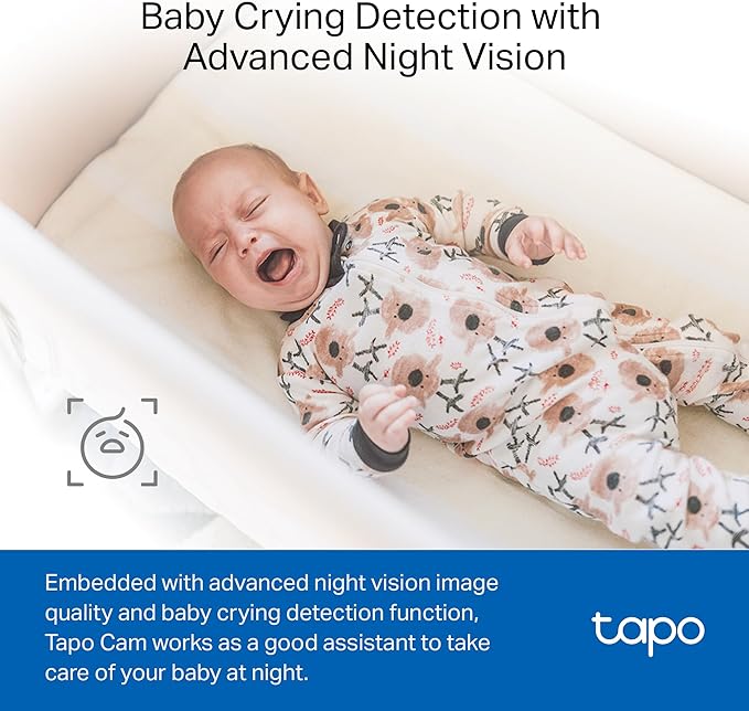 Tapo 1080P Indoor Wired Security Camera - Works as a Baby Monitor & Pet Camera, Motion Detection, 2-Way Audio, Siren, Night Vision, Subscription-Free Local Storage or Optional Cloud, C101