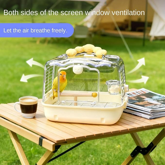 Bird Carrier Bag, Clear Travel Bird Tote, Portable Outing Adventure Carrier, Soft Padded Construction Feature, Easy Carry Handle Design, Excellent Birds Transport Tool, Budgies Cockatiels Use