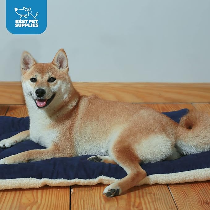 Best Pet Supplies Machine Washable Dog Crate Mat – Double-Sided Kennel Pad - Brown Linen, S (24 x 17)