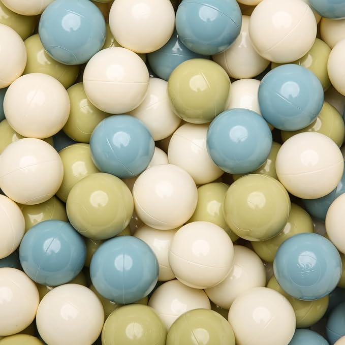 GOGOSO Balls for Ball Pit - Plastic Ball for Toddlers 1-3, Baby Kids Ball Pool Decoration,Creamy Green+Creamy Blue+ Soft White,200pcs
