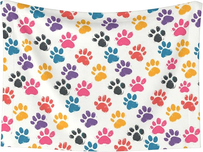 Colorful Paws Blanket for Pet - Dog Throw Blanket 30x20 Rainbow Couch Blankets for Puppy Dogs Cats