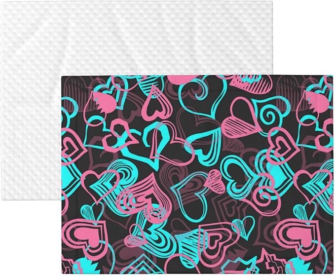 Reversible Pet Blanket for Easy Cleaning Maintenance, Abstract Love Hearts Pattern, Double Sided Plush Dot Design Means Double Use Between Washes for Convenience