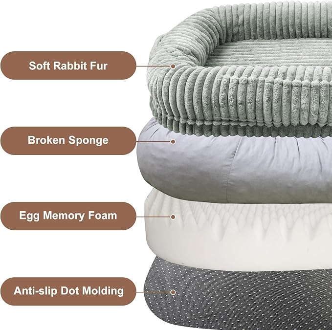 Human Dog Bed for Adult,70"x38"x10" Extra Large Human Pet Bed,Orthopedic Washable XL Dog Bed with Memory Foam (Grey Green)