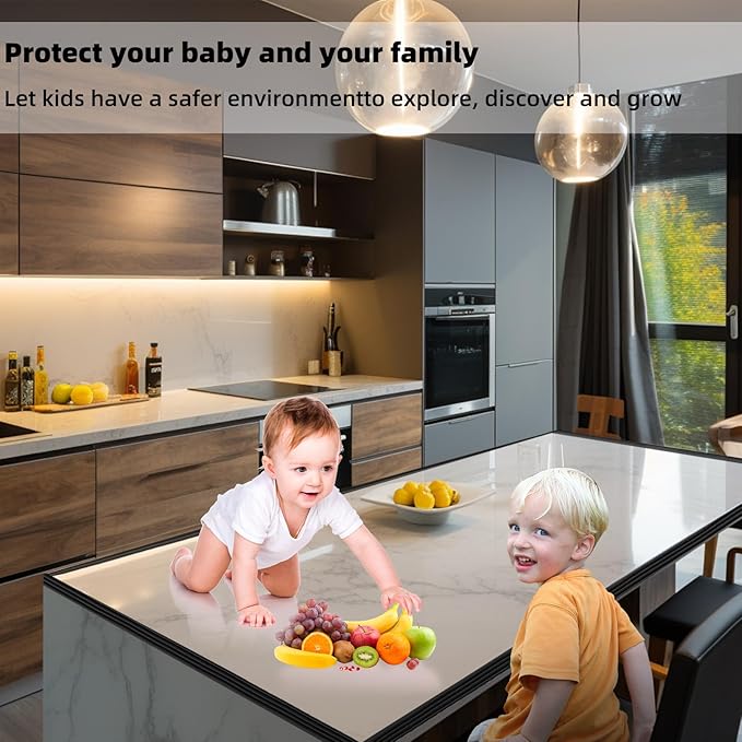 Corner Protector for Baby, Widen Edge Protector with Adhesive Backing, Baby Proofing Edge Corner Protectors Self Adhesive Furniture Corner Guard Bumper for Table, Desk, Fireplace (Black, 6.6ft)