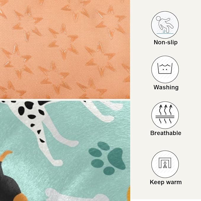 Cute Dogs Bones Paws Pet Bed Cute Dog Bed Mat Absorbing Non Slip Pad Pet Sleeping Mat for Small, Medium, and Large Dogs Puppy Cat 24 in x 18 in