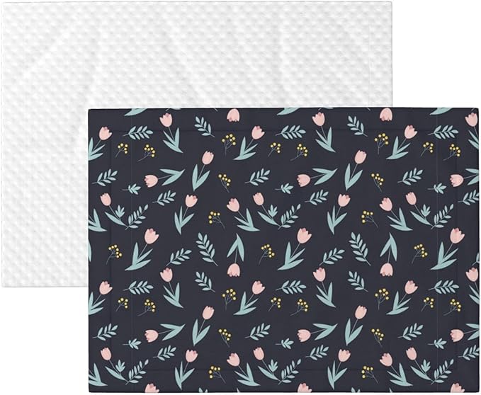 Reversible Plush Throw for Dogs and Cats, Shabby Chic Floral Tulips Flower Pink, Double Sided Blanket with Nubby Dot Side and Sleek Side Ideal for Cuddling Nesting Security