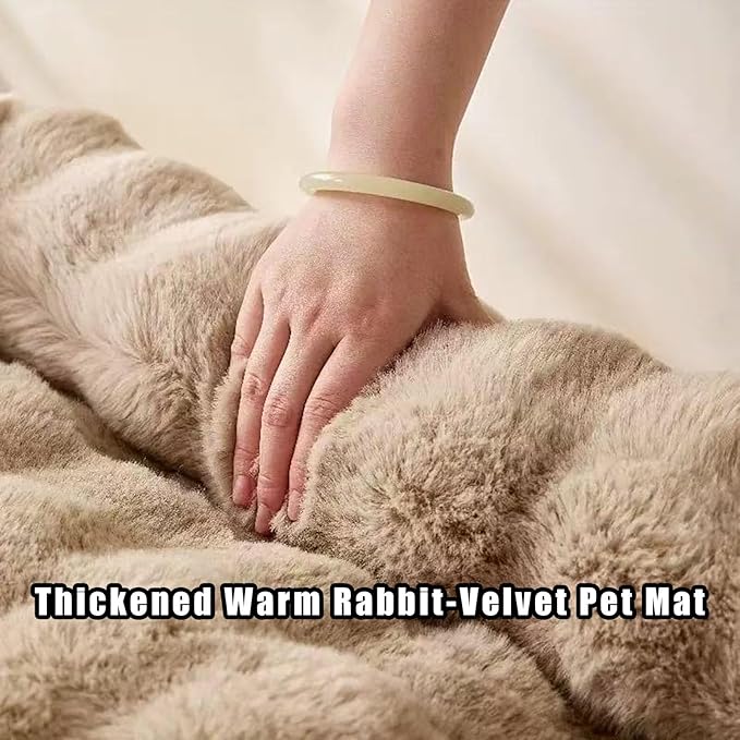 Dream Cloud Pet Sofa Bed, Dream Cloud Pet Sofa Bed Cover, Cozy Rabbit-Velvet Non-Slip Washable Fluffy Plush Pet Mat for Furniture Protection, Soft Couch Bed for Dogs & Cats (Brown, 70X70 CM)