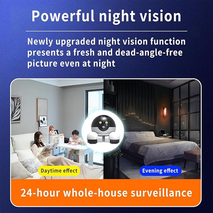 Pet Cameras Indoor with Phone App, 1080p Dual Lens, P 360°/T 90° Rotation Monitoring, 2-Way Talk, Night Vision, Motion Detection, Video Recording (4G, 128GB)