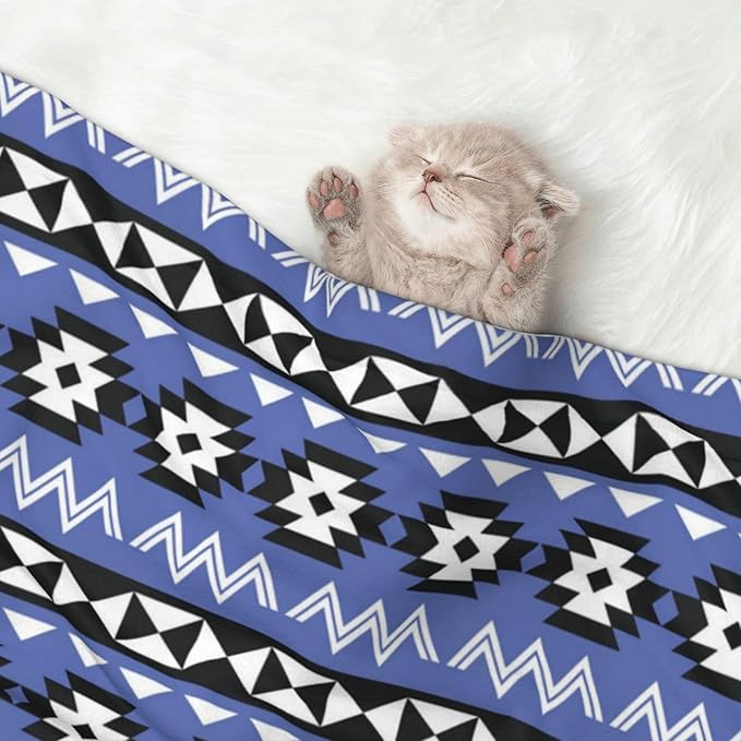 Pet Blanket for Couches and Beds, Tribal Ethnic Aztec Native American Decor, Reversible Double Sided Plush Design with Soft Bumpy Texture and Smooth Surface, Furniture Protector