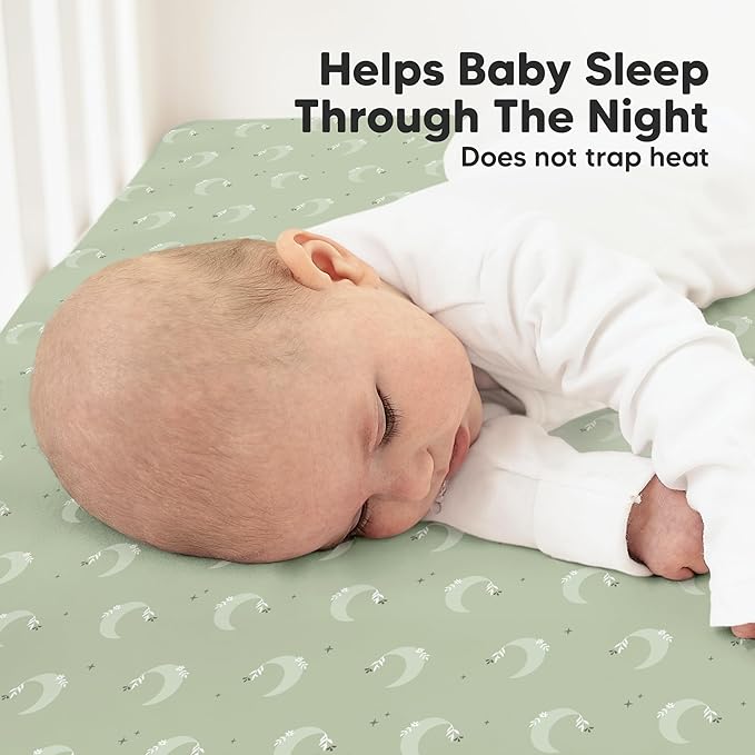 KeaBabies 2-Pack Organic Crib Sheets for Boys, Girls - 52x28 Fitted Crib Mattress Sheet Neutral, Breathable Jersey Cotton Cover for Baby Bed, Toddler Mattress, Soft & Cute Prints (Lunaris)