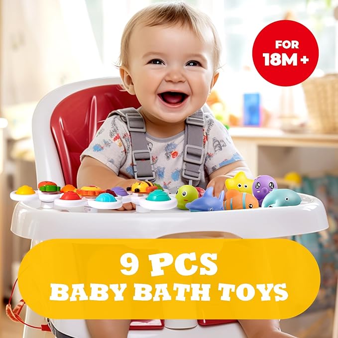 Hely Cancy Infant Bath Toys for 18 Months - No Hole Animal Bathtub Toys, Baby Bath Tub Toys