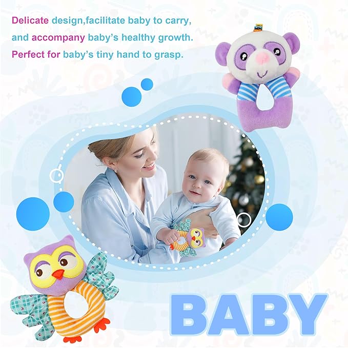 BLOOBLOOMAX Sock rattles for Babies 0-24 Months Baby Animal Foot Finder Educational Toys