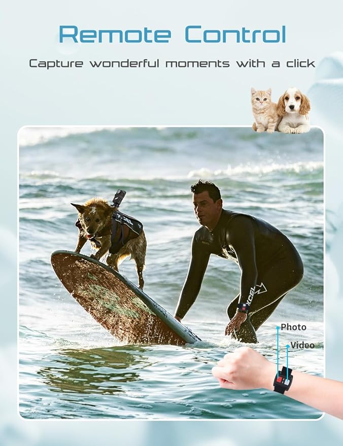 Dog Collar Camera with 64GB SD Card, 4K Cat Collar Cameras with Touch Screen, Dog Collar with Camera for Video Records, Pet Cameras Collar for Remote Monitoring Indoor Outdoor Dog Birthday Gift