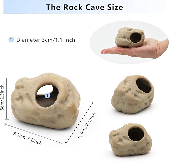 Aquarium Decorations Stackable Ceramic Cave Betta Fish Tank Accessories Rock Cave Decor (4-Piece Set)