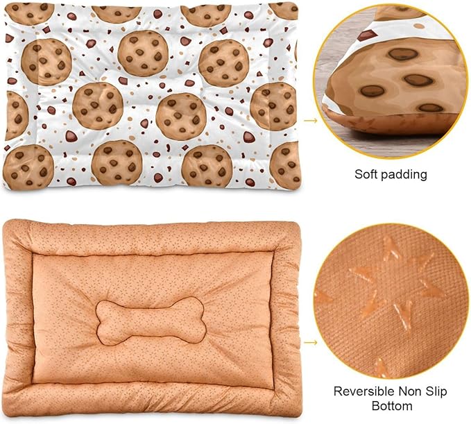 Cookies Pet Bed Cute Dog Bed Mat Absorbing Non Slip Pad Pet Sleeping Mat for Small, Medium, and Large Dogs Puppy Cat 24 in x 18 in