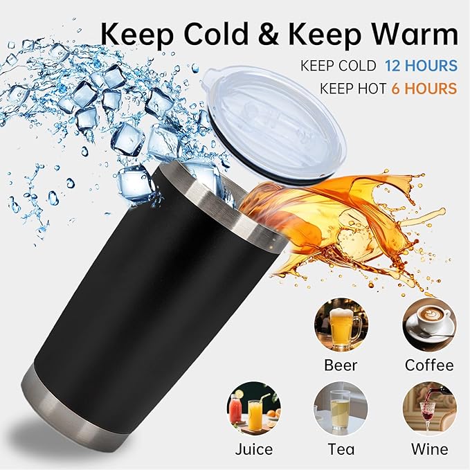 IEOVIEE 32 Pack 20oz Stainless Steel Bulk Tumblers with Lids and Straws Double Wall Insulated Travel Mug Durable Powder Coated Tumbler Bulk Cup for Cold and Hot Drinks(Black)