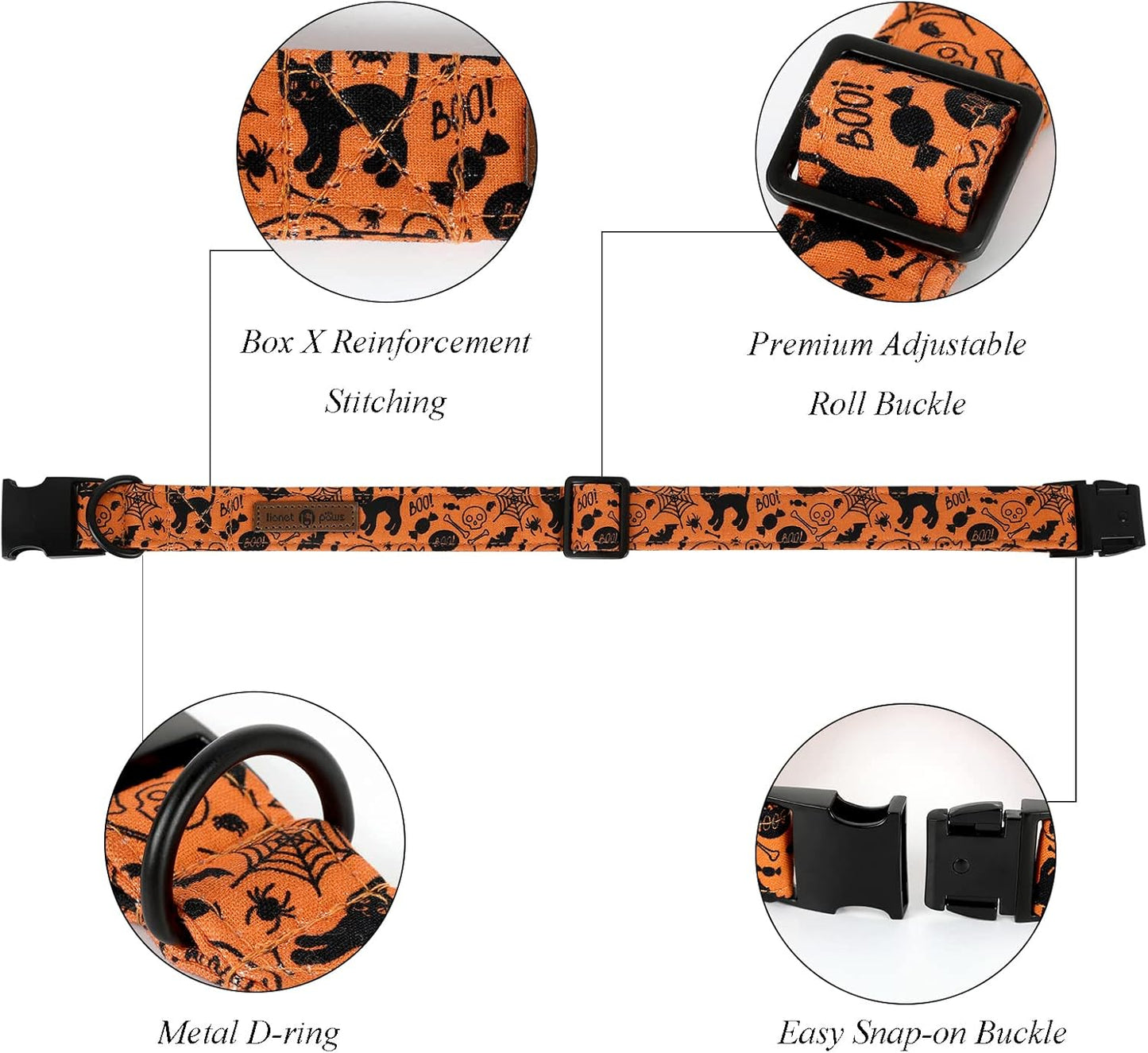 Lionet Paws Dog Collar with Flower - Cute Cotton Adjustable Flower Dog Collar with Metal Buckle for Large Dog Girl Gift, XL, Neck 16-26in