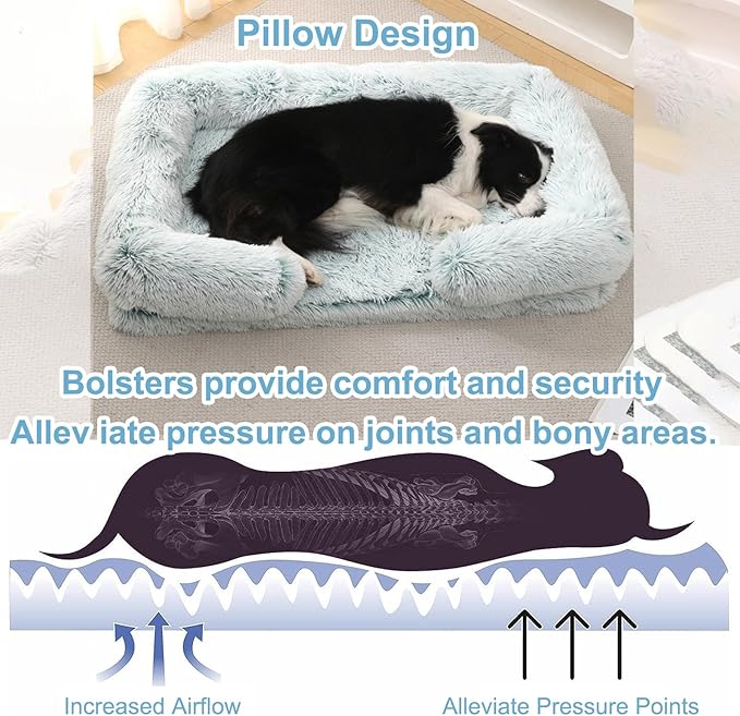 Dog Beds Large Sized dog Orthopedic, Sofa Dog Bed with Waterproof Lining and Nonskid Bottom, Rectangle Washable Dog Bed for Medium Small Dogs and Cats Comfortable ( Color : Green2 , Size : 31 x 21" )