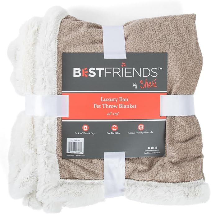 Best Friends by Sheri Premium Self-Warming Ilan Microfiber Faux Fur Pet Throw Blanket 40x50 in Wheat