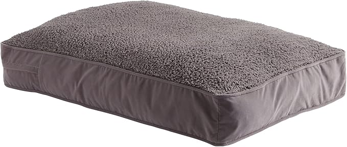 South Pine Porch Buddy Reversible Rectangle Pillow Style Microfiber and Sherpa Dog Bed with Removable, Machine-Washable Cover, Gray Sherpa, Medium (42 in. x 30 in.)