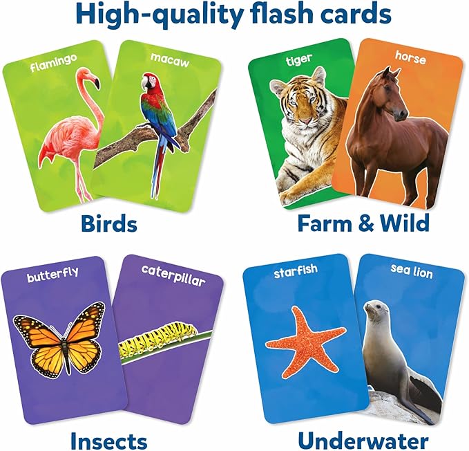Skillmatics Thick Flash Cards for Toddlers - First 100 Animals, Montessori Toys, Preschool Learning Activities, Learning Aids, Gifts for Kids Ages 1, 2, 3, 4 Years