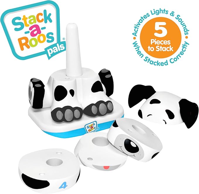 Stack-a-Roos Dalmatian Puppy by Salus Brands - Animal Stacking Toy, Educational Early Learning Toy for Infants Babies Toddlers, Age 12+ Months - Great Baby Gifts, STEM Toy