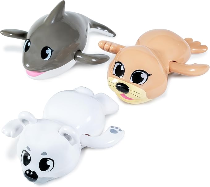 Tub Works® Wind Up Swimming Baby & Toddler Bath Toys, Arctic 3 Pack | Wind Arms & Watch Them Swim | Interactive Baby Bath Toys | Ideal for Bathtub, Toddler Pool, Summer or Water Table Play
