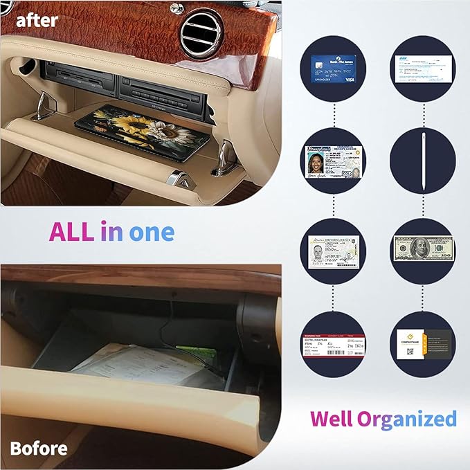 Car Registration and Insurance Holder,Leather Insurance License and Registration Card Holder for Car Glove Box, Auto Truck Document Holder Organizer for Men Women-Sunflowers Daffodils Butterflies