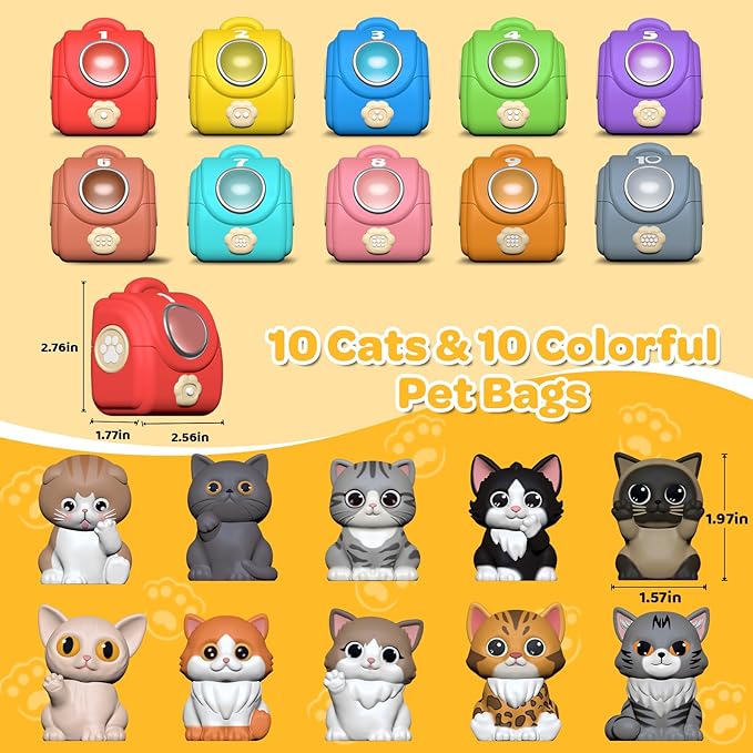 Learning Toy for Toddlers 1 2 3 Year Old, 20 Pcs Cat Toys for Kids, Counting, Matching & Sorting Montessori Educational Sensory Toys, Christmas Birthday Easter Gift for Baby Boy Girl 1-3