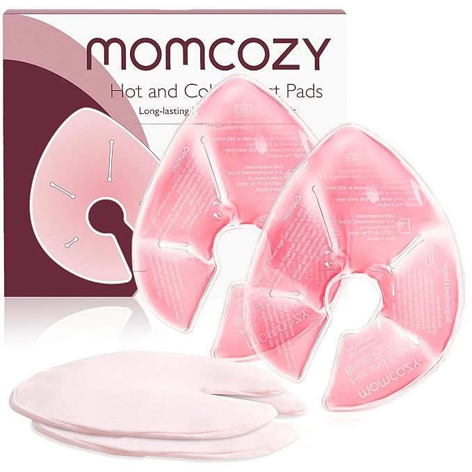 Momcozy Larger Breast Therapy Packs, Hot and Cold Breast Pads with 2 Soft Covers, Breastfeeding Essentials，2 Pack，Pink