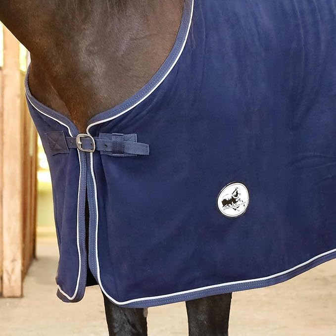 Jeffers Equine Elite Fleece Horse Cooler Blanket, 66 Inch – Soft, Adjustable Fit, Lightweight, Easy Care, Moisture Wicking Cooling Sheet with Surcingle for Post Exercise, Travel for Horses – Navy