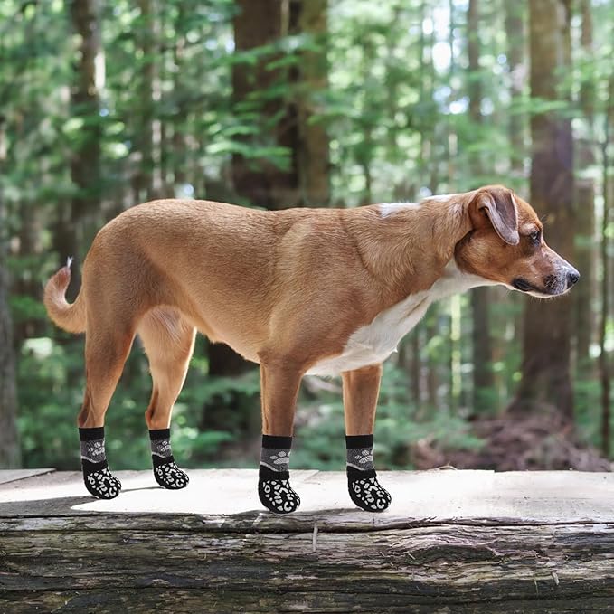 KOOLTAIL Dog Socks for Hot/Cold Pavement to Prevent Licking Paws Scratching,Anti Slip Pet Boots&Paw Protector for Hardwood Floors,Traction Control Grip Booties for Small Medium Large Senior Dogs M