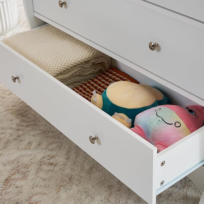 3-Drawer Changing Table, Safety Rails & Strap, Infant Diaper Changing Station with Drawers, Baby Diaper Changing Table Dresser for Nursery, Easy Assembly (White)