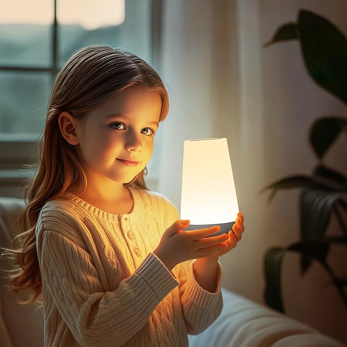Night Light, Dimmable Touch Lamp for Bedroom, Portable Rechargeable Bedside Table Lamp for Baby Nursery, 13 RGB Colors & 5 Brightness, Night Lights for Bedroom Living Room Bathroom Hallways