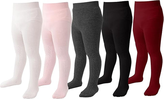 Marchare Baby Girls Tights Thick Solid Cable Knit Leggings Winter Warm Stockings For Toddler Girls 1/2/3/4/5 Pack