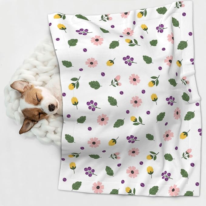 Double Sided Pet Bed Blanket for Added Cushion Warmth, Leaf Autumn Pattern, Reversible Cover with Textured Dot Surface for Existing Beds Standalone Mat