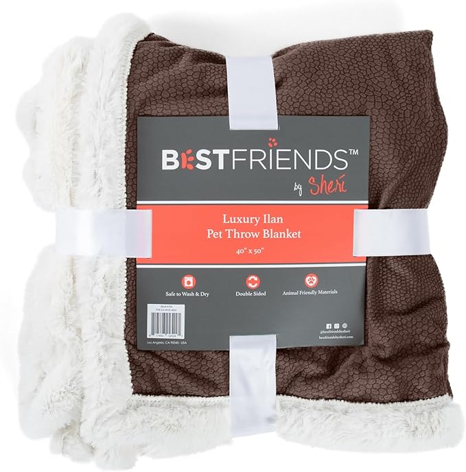 Best Friends by Sheri Premium Self-Warming Ilan Microfiber Faux Fur Pet Throw Blanket 40x50 in Brown