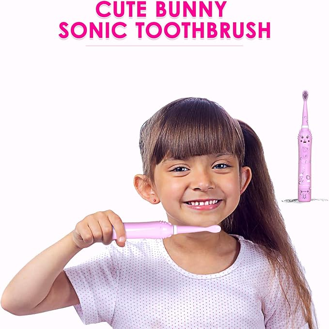 Kids Sonic Electric Toothbrush, Rechargeable Smart Toothbrush for Children, Toothbrush for Toddlers Boys Girls Age 3-12 with 30s Reminder, 2 Mins Timer, 6 Modes, 6 Brush Heads