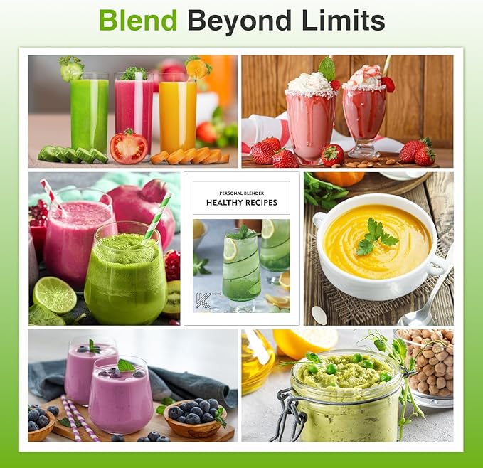 KOIOS Blender for Smoothies,Personal Blender for Shakes and Smoothies with 3 * 22oz To-Go Cups,22000 RPM Smoothie Maker,Detachable 6-leaf Blade Portable Blenders for kitchen,Black