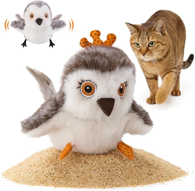 Interactive Flappy Bird Cat Toy – Sandpiper with Flapping & Chirping Sounds, Indoor Play & Exercise Toy for Cats (Does Not Fly)