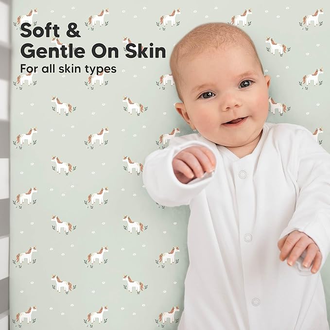 KeaBabies 2-Pack Organic Crib Sheets for Boys, Girls - 52x28 Fitted Crib Mattress Sheet Neutral, Breathable Jersey Cotton Cover for Baby Bed, Toddler Mattress, Soft & Cute Prints (Lune Mystic)